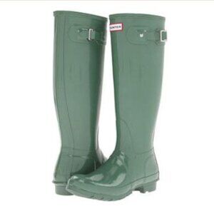 Hunter Boots Moss Green Shiney Size 6